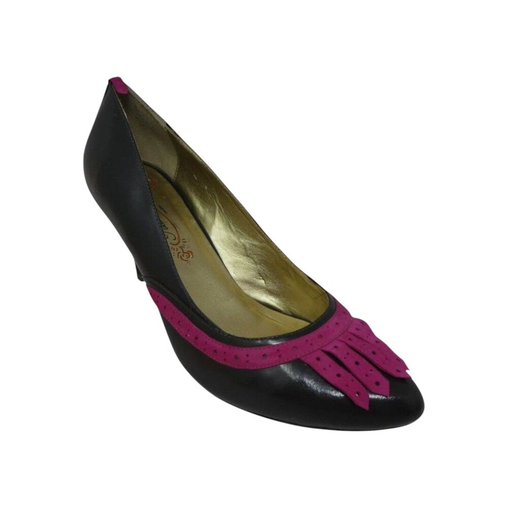 Poetic License Passion Brown Pink Fringe Patent Leather Pumps Heels Womens 10